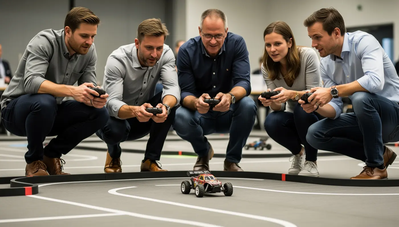 Azubi-Gruppe beim RC-Car-Rennen in der Mach!BAR Oberkirch