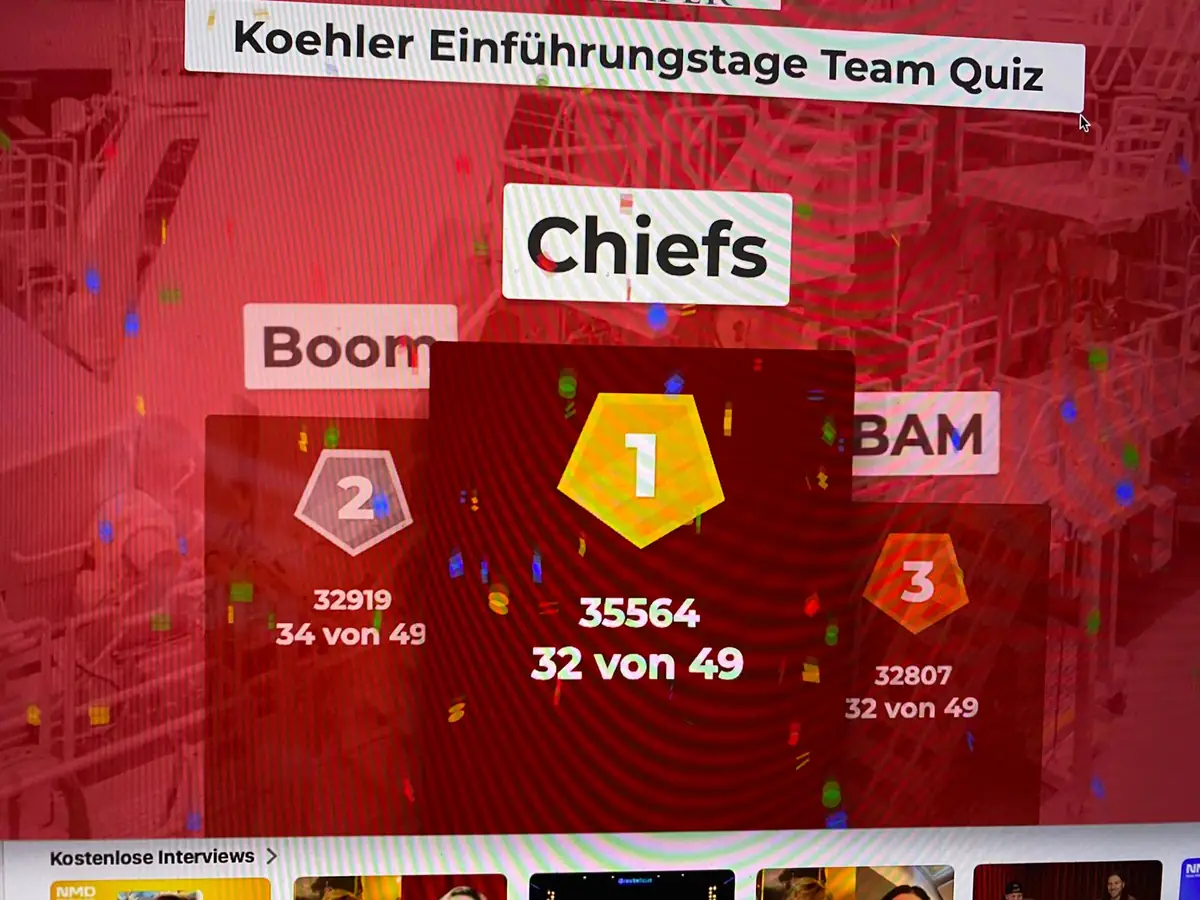 Koehler Group: Team-Quiz mit Live-Rangliste auf der Leinwand